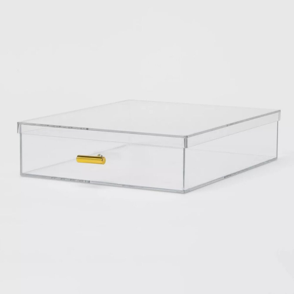 Acrylic Stationary Box with Gold Accents